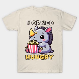 Horned hungry popcorn rhino for movie lovers T-Shirt